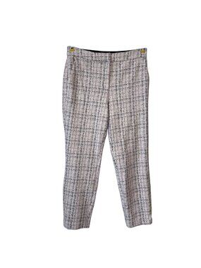 Express Ankle Pant 6/6R Womens Tailored Fit Black & White Plaid Stretch Polyeste